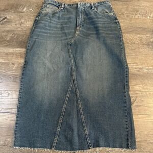 Women's Denim Maxi Skirt Cotton Minimalist Peasant Country Size 10